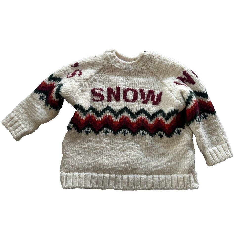 Zara Baby 12-18 Month OMG ITS SNOW ING Knit Oversized Warm Sweater Holiday